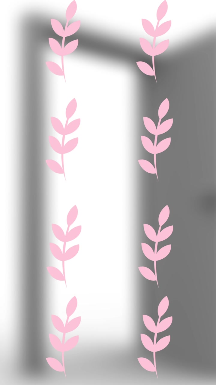 Animation of falling pink leaves over open door