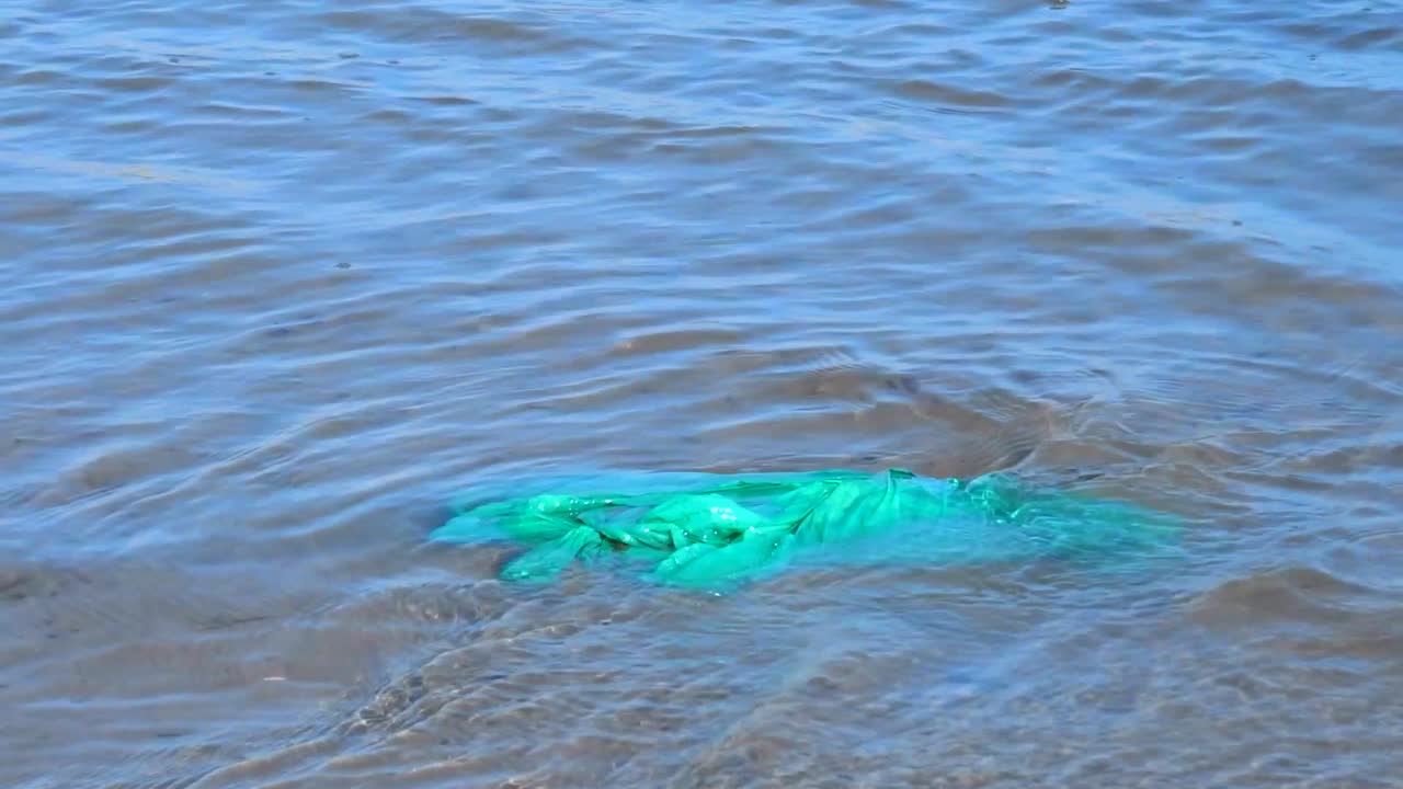 물 시스템에 떠 있는 비닐 봉지