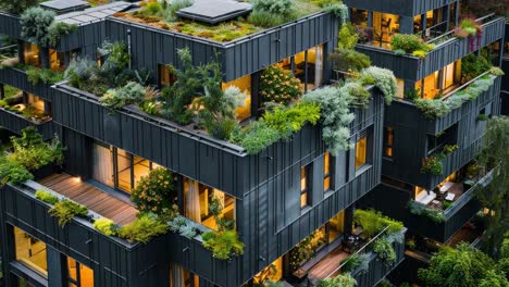 modern building with extensive rooftop gardens and terraces