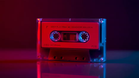 retro cassette tape with neon lighting