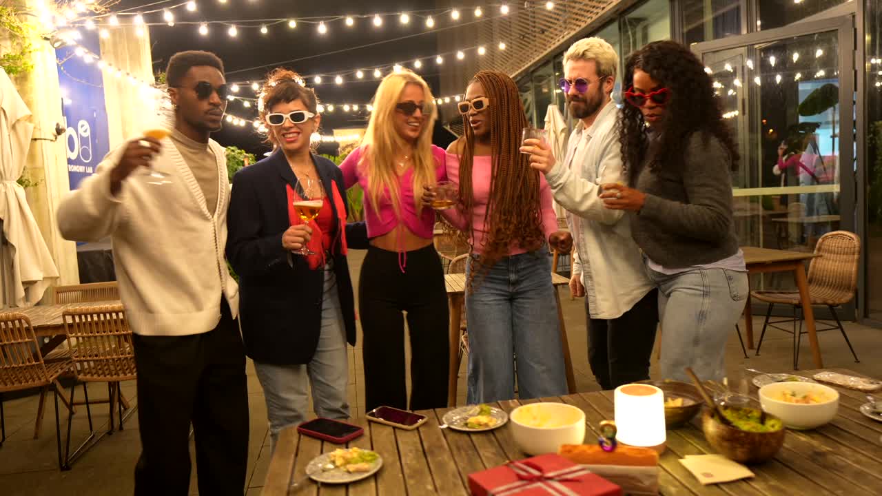 Group of friends celebrating and enjoying a party