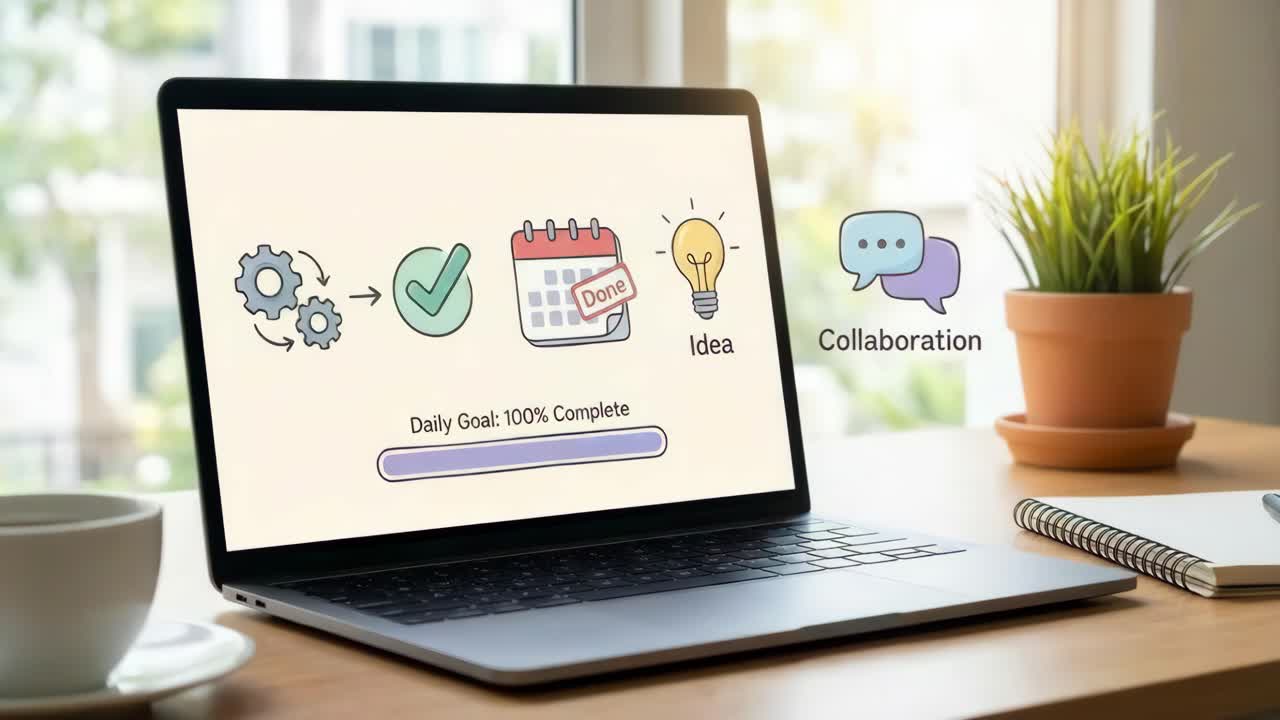 Laptop showing productivity and project management tools