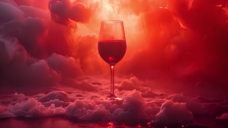 red wine glass in a dreamy cloudscape