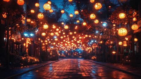 night street with lanterns