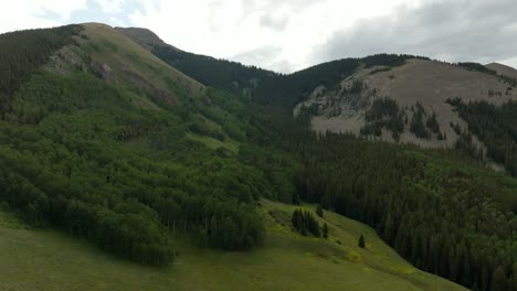 summer mount sneffels wilderness ridgeway telluride colorado aerial drone last dollar road uncompahgre forest aspen trees grove landscape vista ranch and san juan rocky mountains range circle right