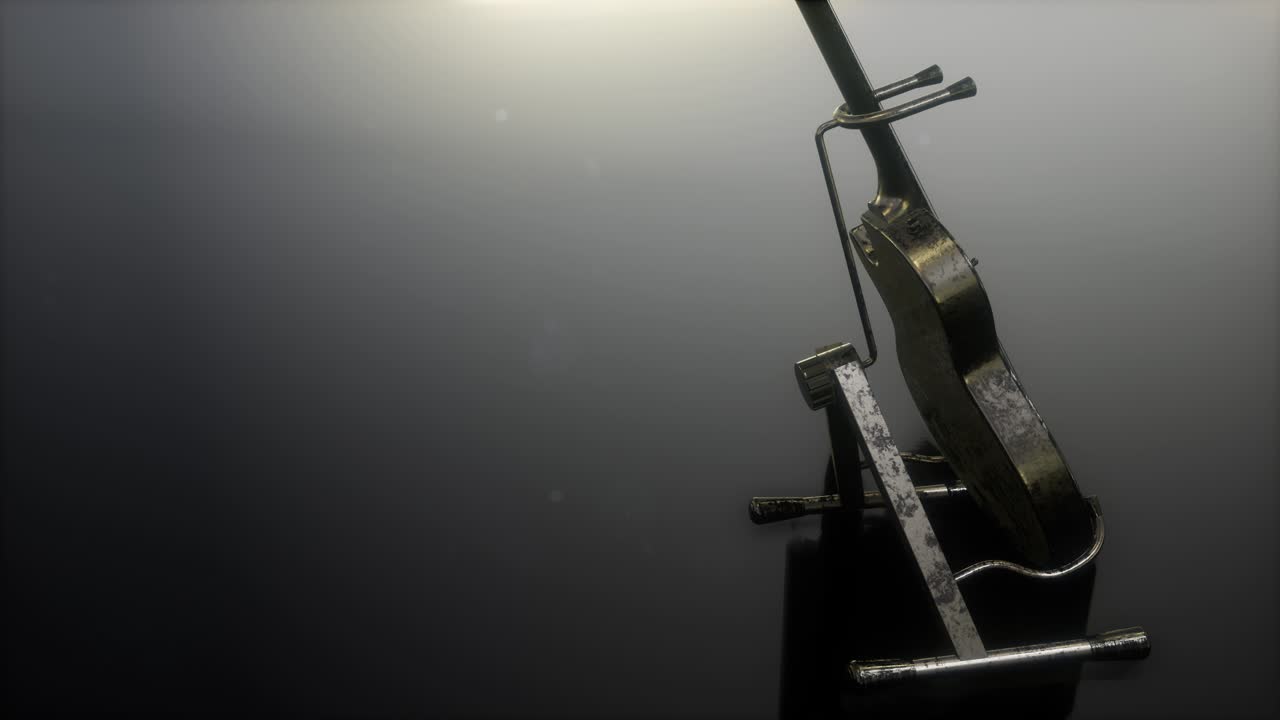 guitarra eléctrica de bucle en la oscuridad con luces brillantes