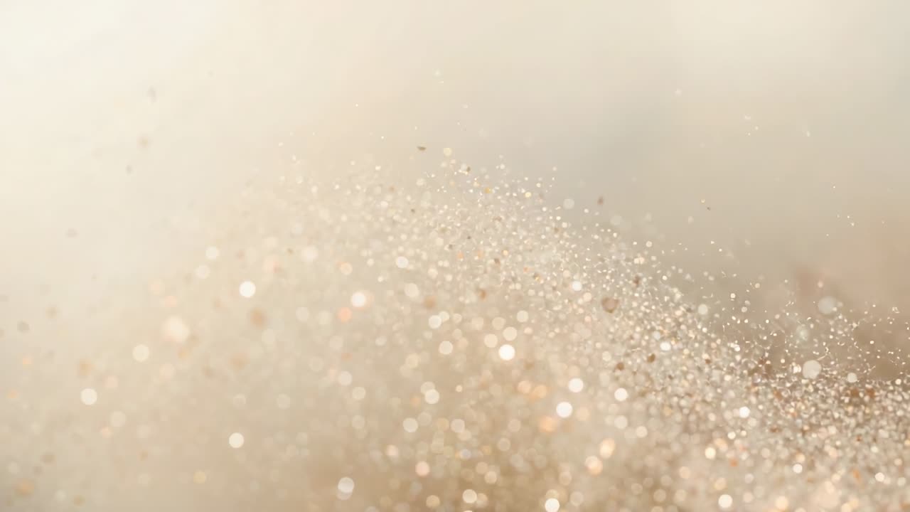 Leggere macchioline spruzzate avviano una nuvola sospesa che si muove in uno studio macro, creando un bokeh caldo.