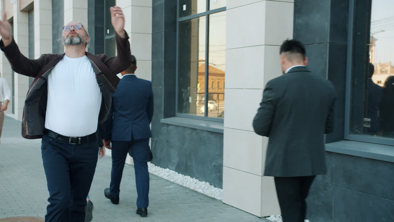 Man Walking on City Street