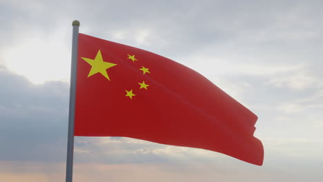 chinese flag waving in the wind.