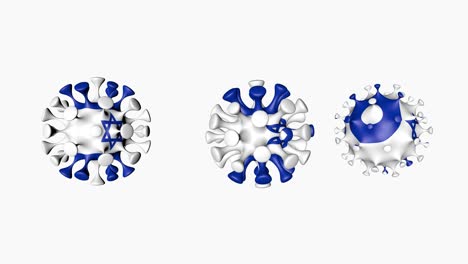 3d animation coronavirus 2019-ncov of israel. jewish flag in virus ball spheres covid19, on white background. alpha channel