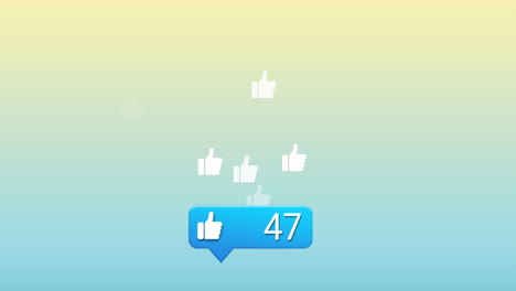 animación de icono similar con números crecientes contra un fondo de gradiente azul y amarillo