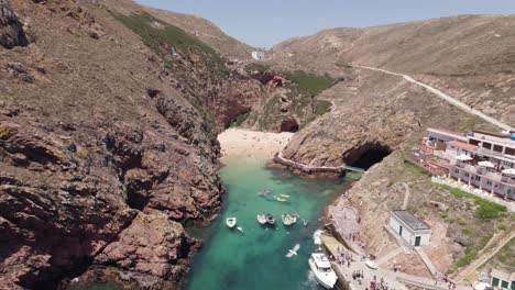 Magnificent-aerial-view-of-Carreiro-do-Mosteiro-and-beautiful-cliff-formations