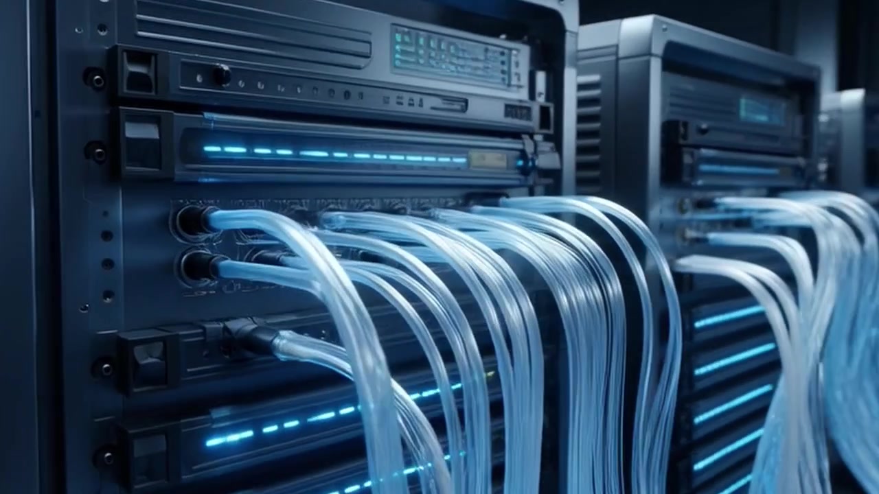 Server Racks with Liquid Cooling Tubes in Data Center