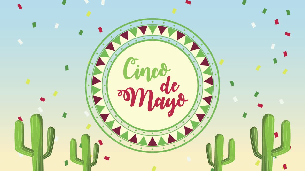cinco de mayo lettering with cactus