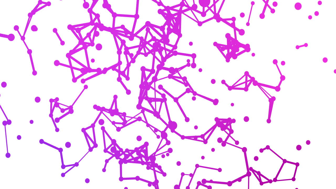 animación de una red de conexiones de neón que gira sobre un fondo blanco