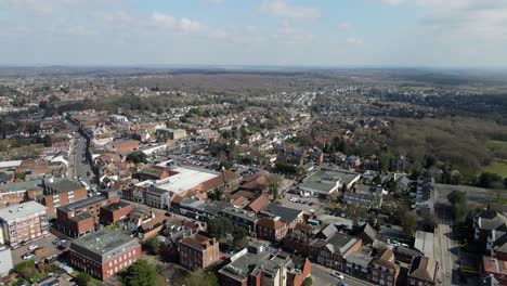 billericay essex uk aerial pan of high street with town in background