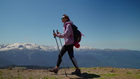 woman hiking in mountains