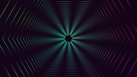 Dynamic rainbow tunnel illuminated path towards the light
