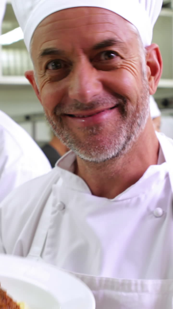 chef mostrando su espagueti bolognese a la cámara