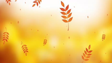 animación de hojas que caen sobre el paisaje de otoño