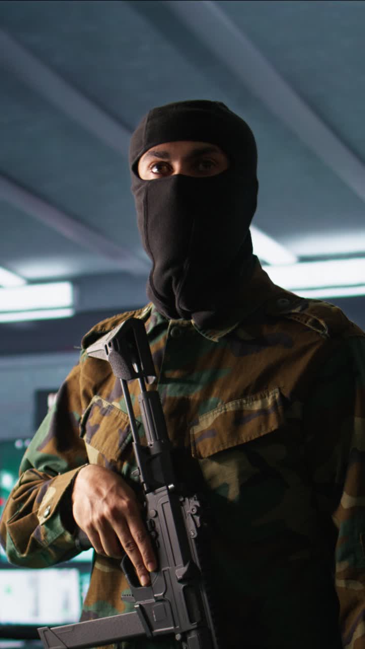 Vertical video Terrorist occupying enemy base of operations