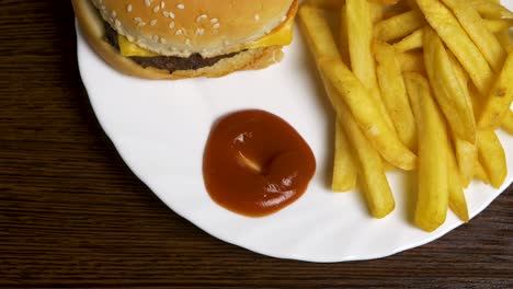 cheeseburger and french fries