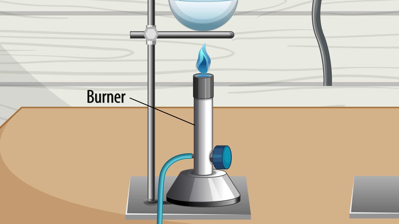 실험실 증류 설정을 보여주는 애니메이션 시스