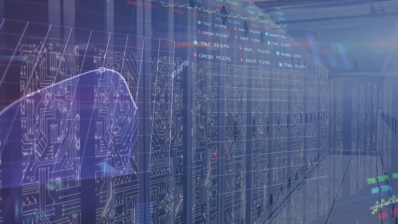 Animation of diverse financial data and graphs over servers