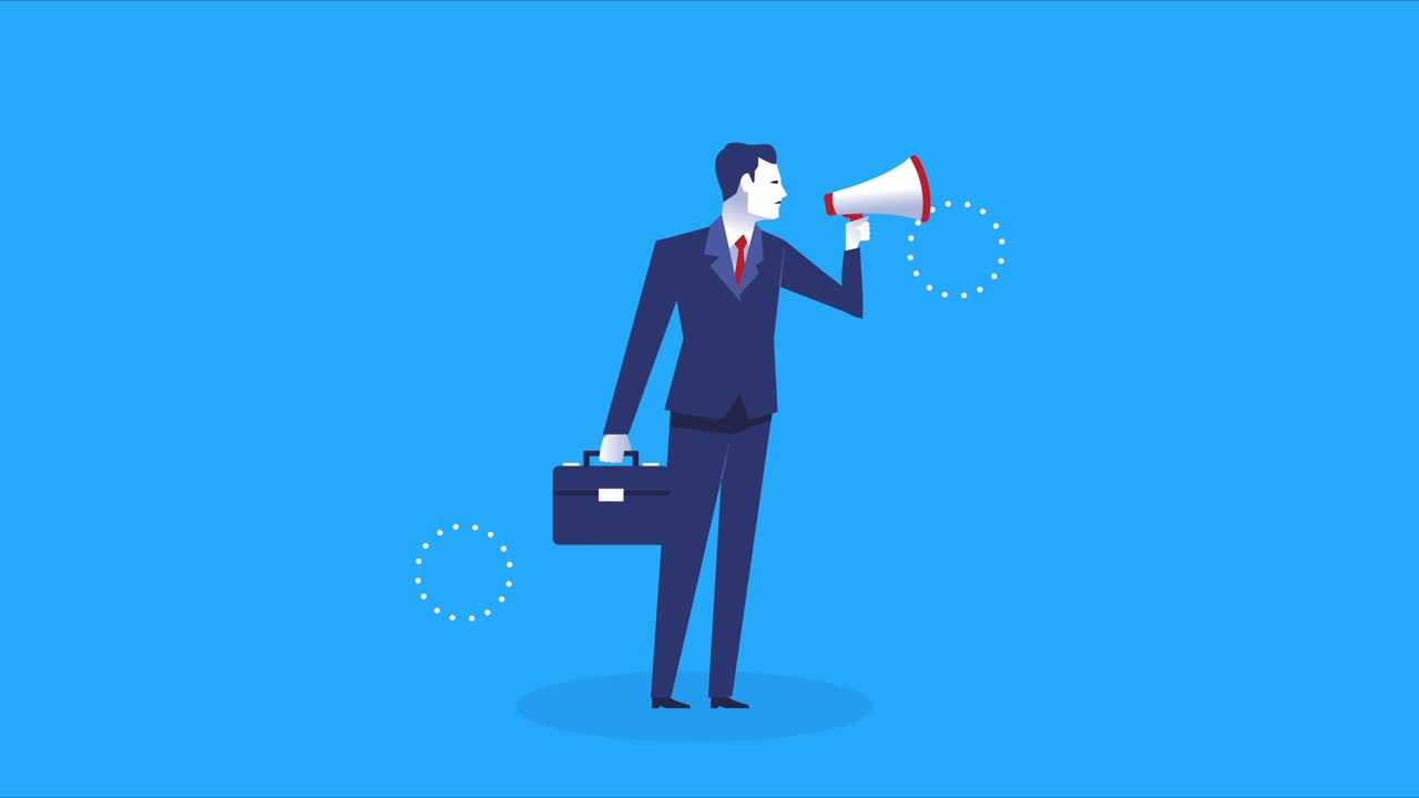 elegant businessman worker with megaphone and portfolio character