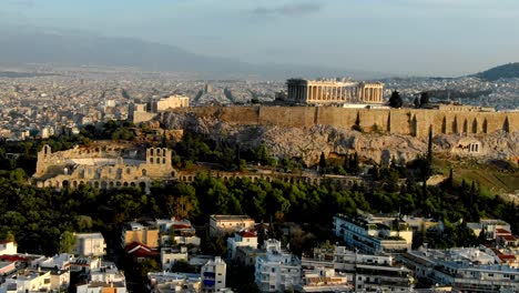 Drohne-Atemberaubende-Luftaufnahmen-Des-Parthenon-In-Athen,-Griechenland