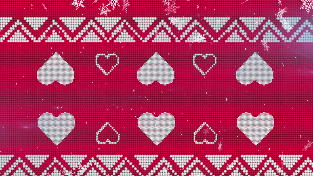 빨간색에 인쇄 된 크리스마스 위에 내리는 눈의 애니메이션