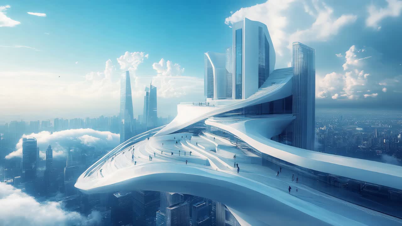 Futuristic Cityscape with Elevated Structure