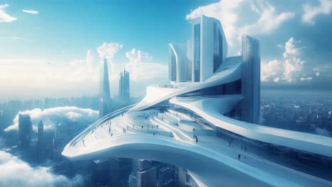futuristic cityscape with elevated structure