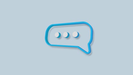 chat, burbuja de habla animación de íconos 3d en fondo azul. 4k