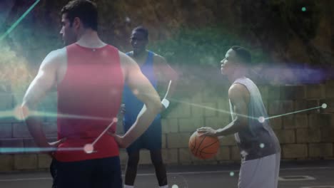 animación de la red de conexiones entre diversos jugadores de baloncesto masculinos