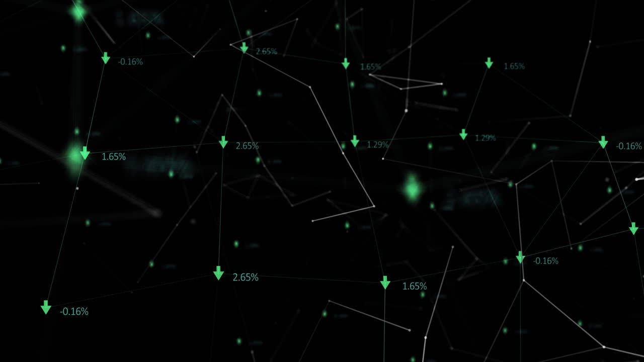 Animation of data processing and arrows over black background