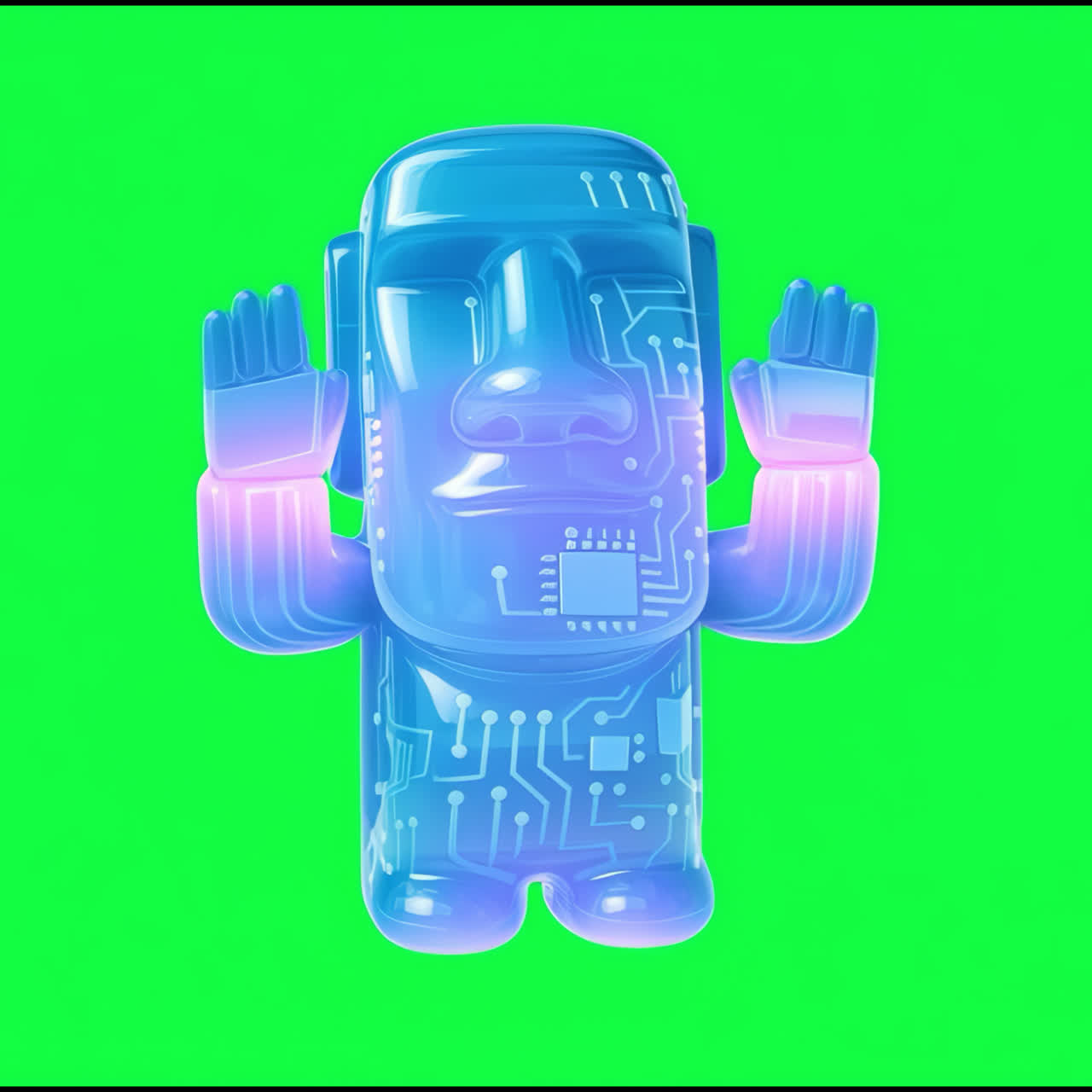 Risorsa isolata animazione circuito Moai futuristico, video 4K trasparente, canale alfa, ProRes 4444