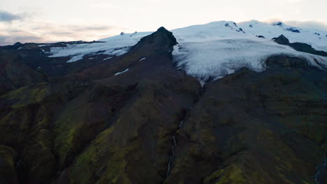 beautiful glacier cap of öræfajökull in south iceland -aerial reverse