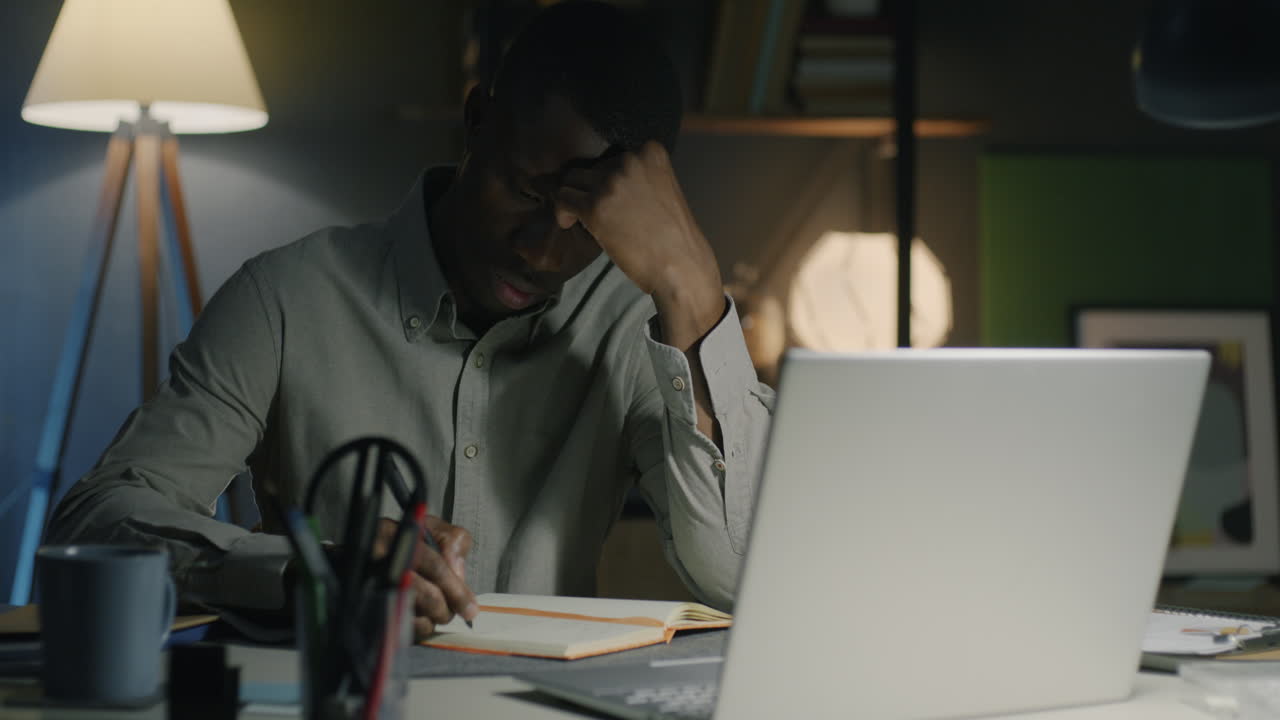 Man Working Late Night