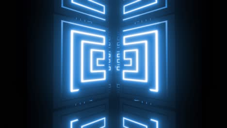 neon glowing geometric pattern tunnel
