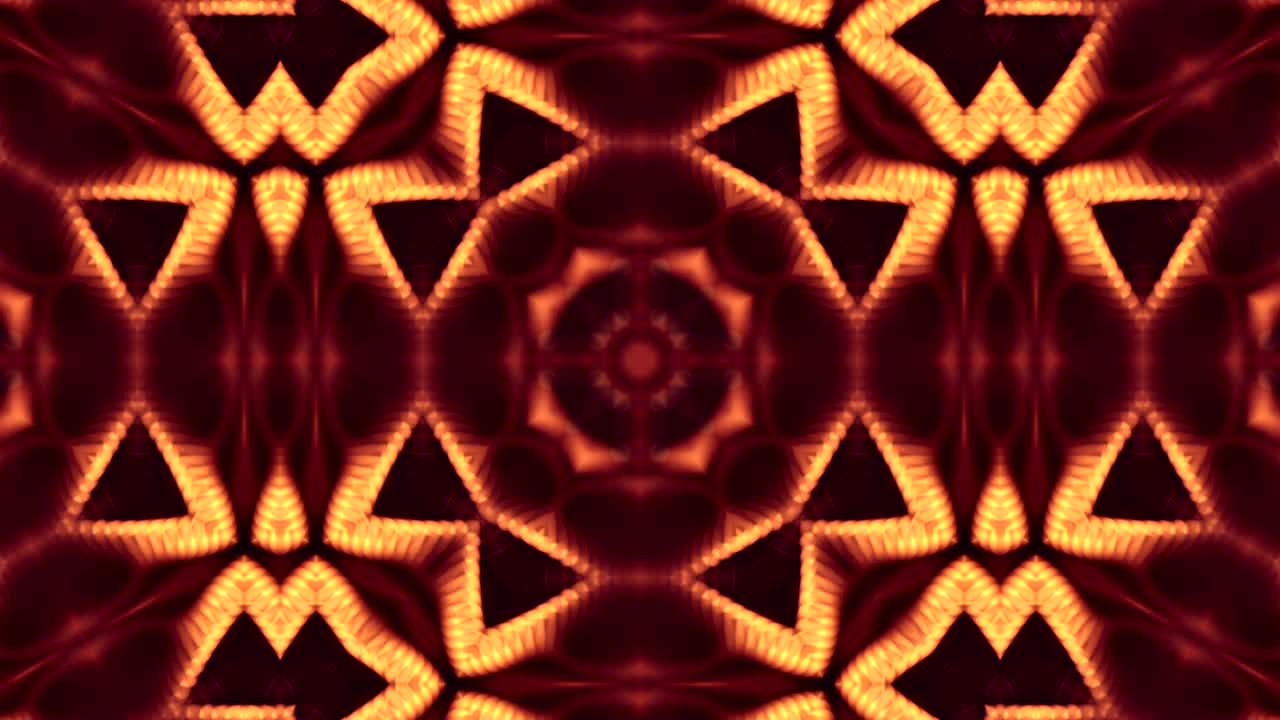 microworld, mandala o fondo abstracto de neón ornamental. composición dorada simétrica compleja con partículas de brillo que forman estructuras onduladas como en un caleidoscopio. animación suave en bucle 4k 3d. 32