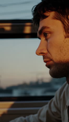 man's profile in golden hour light