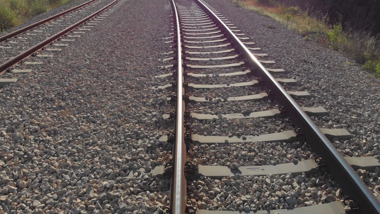 Flying over train rails