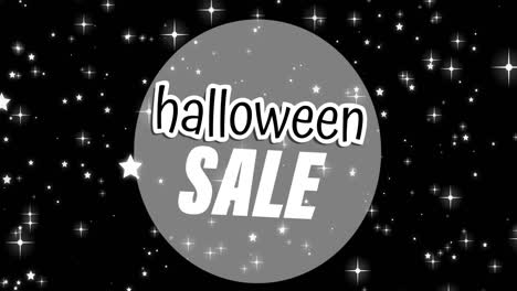 animation of halloween sale text over night sky