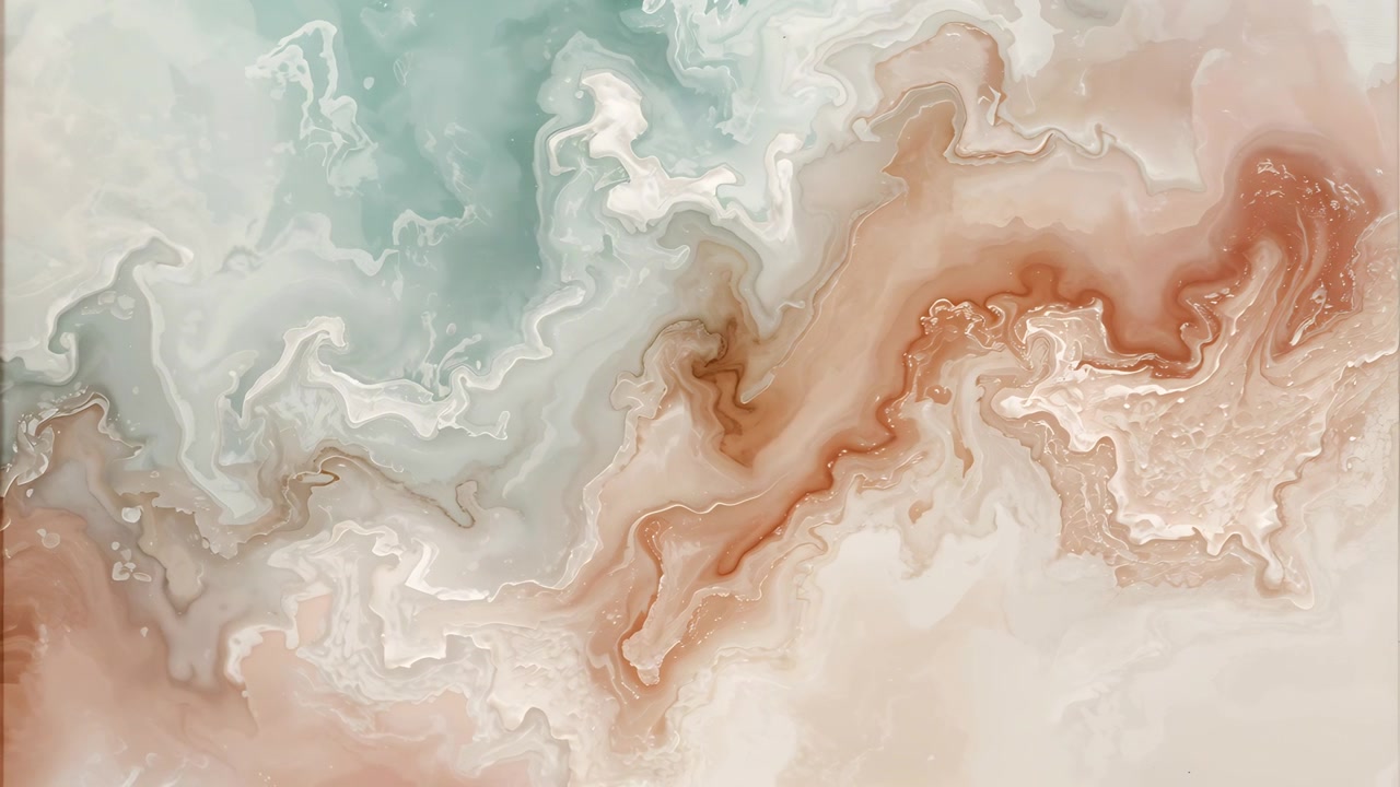 Iniciando reproducción de formación marmórea que se desplaza sobre un lienzo digital, mostrando una piscina de color verde azulado y vetas de óxido.