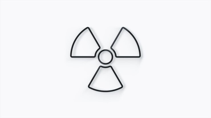 3d Radioactive symbol video animation. Seamless loop.