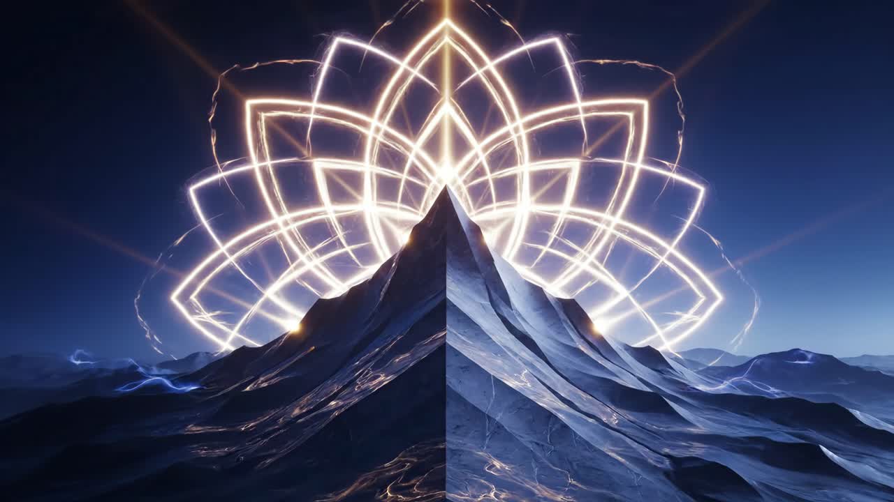 Abstract Mountain Landscape with Light Energy