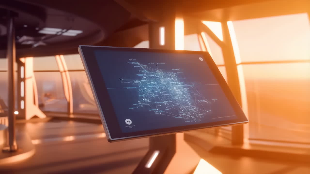 Tablet Displaying a Network Diagram