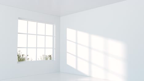 white empty room with sunlight come from the window, 3d rendering.