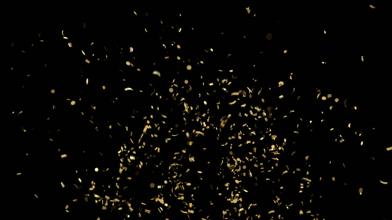 explosión fuente de confeti dorado con canal alfa